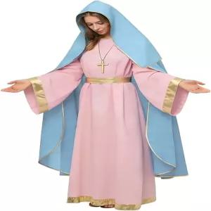 크리스마스 연극 교회 행사를 위한 여성용 유니크칼리버 성모 마리아 의상 성경 속 성탄절 가운