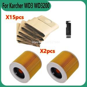 [호환품]카처 호환 WD3 WD3200 WD3300 MV3 진공 청소기 부품 Hepa 필터 종이 먼지 봉투 교체 Fliters 액세