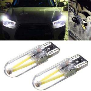 2개 LED T10 W5W COB CANBUS 실리카 밝은 유리 번호판등 전구 194 168 DC 12v 화이트 자동차 클리어런스 라