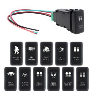 1pc 파란색 백라이트 푸시 버튼 스위치 12V ON/Off Toyota 호환-Hilux Prado 120 용 커넥터 와이어 Automoi