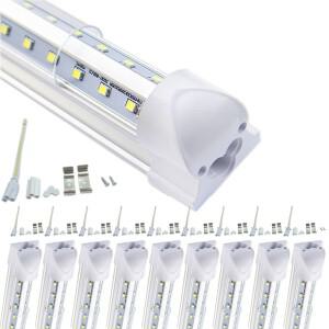 10개 LED 튜브 조명 2피트 20W 1800LM - 이중 V자형 천장 T8 깜박임 없는  PF 가정사무실용 에너지 절약