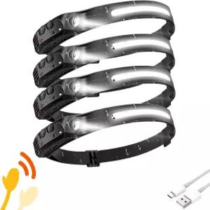 헤드램프 4 PCS 230 와이드 빔 모션 센서 LED 충전식 캠핑 낚시 하이킹 장비용 5모드 헤드라이트 손전등