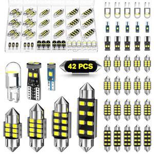 Xdoar 42 PCS 업그레이드 LED 실내 자동차 조명 키트, 슈퍼 브라이트 돔 맵 및 도어 전구, 194 De3175 578 6418 T5 전구 장착, 트럭용 유니버설