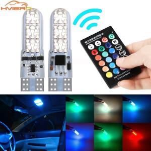 2X T10 W5w RGB LED 원격 컨트롤러 391 6SMD 클리어런스 페스툰 돔 독서등 웨지 사이드 신호 램프 변색