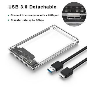 USB 3.0 HDD 인클로저 2.5인치 SATA SSD 하드 드라이브 케이스(5Gbps 전송 속도 포함) 모바일 외부 하우징