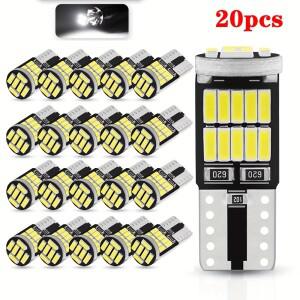 1020PCS W5W T10 LED 전구 캔버스 4014 SMD 6000K 168 194 5w5 자동차 실내 돔 독서등 번호판 신호등