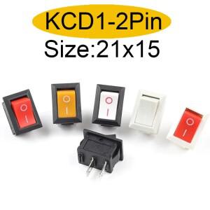 5/10Pcs 2Pin 21X15mm 로커 스위치 2 6A/250VAC 전원 ON-OFF 빨간색 파란색 녹색 노란색 검정색 흰색