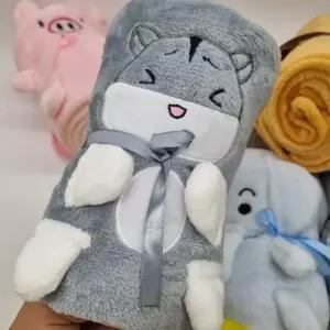 휴대용 극세사 동물담요 회색햄스터 햄스터 동물 회색