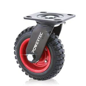 POWERTEC 6인치 캐스터 휠, 작업대용 고무 노브비 트레드가 있는 헤비 듀티 회전판 캐스터, 돌리, 카트, 트롤리, 왜건, 공구함 및 치킨 코프, 대형 1PK(17050)