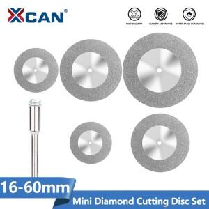 XCAN 미니 다이아몬드 톱 블레이드 16-60mm Dremel 로타리 공구용 맨드릴 커팅 디스크 그라인딩 휠 5개
