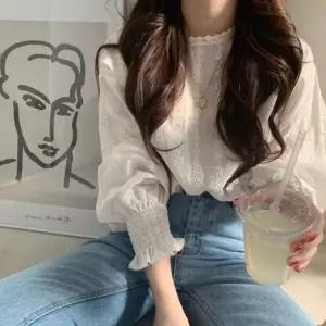미소모드 잔꽃 펀칭 레이스 블라우스 M0103