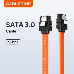 CABLETIME SATA 3.0 데이터 케이블-SSD HDD 하드 디스크 드라이브 코드 6Gbps Sata3 데스크탑 용 직선형 고