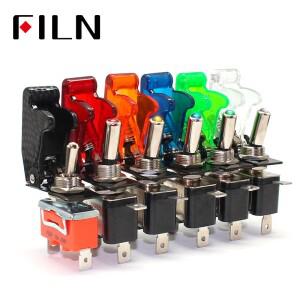 FILN 로커 스위치 자동차 보트 트럭 조명 LED 토글 안전 항공기 플립 업 커버 가드 12V20A ASW-07D