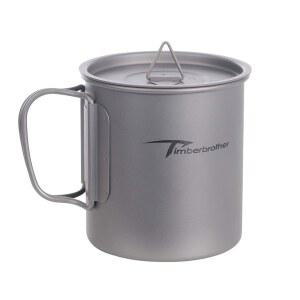 팀버브라더 250ml-900ml 티타늄 컵 캠핑 머그컵 뚜껑이 있는 접이식 손잡이 냄비