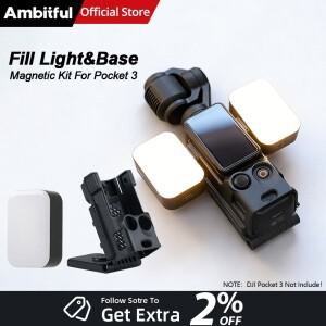 AMBITFUL PK3 마그네틱 미니 LED 비디오 라이트 & 마운트 보호 케이스 조절 가능 베이스 플레이트 (DJI호환
