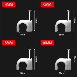 라운드 케이블 와이어 클립 4mm 6mm 8mm 10mm 관리 RG6 CAT6 RJ45 전기 이더넷 접시 TV 스피커 코드 타이