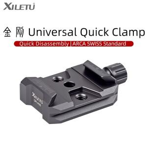 XILETU Arca Swiss QR 클램프 범용 카메라 삼각대 마운트 베이스 알루미늄 스틸 1/4 3/8 나사산 DSLR 미러