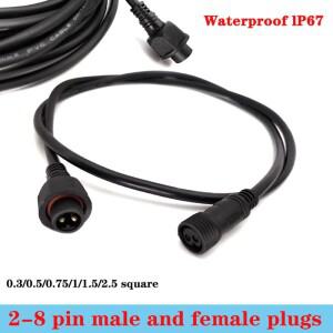 IP67 방수 야외용 2 3 4 5 6 7 8핀 전원 커넥터 와이어 LED 도킹 플러그 케이블 0.3-2.5mm² 암수 연장선