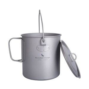우샤레도 야외 750ml - 2900ml 티타늄 냄비 뚜껑 접이식 베일 손잡이 캠핑 하이킹 피크닉 초경량 물병 컵 머그잔 스포크 세트