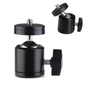 핫슈 1/4 나사 구멍 삼각대 마운트 카메라 헤드 어댑터 볼 헤드(잠금 장치 포함) LED 라이트 플래시 브래킷