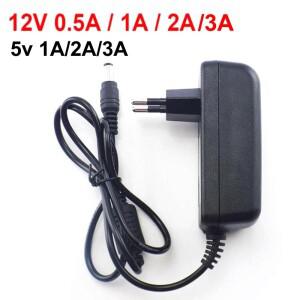 100-240V AC-DC 전원 어댑터 공급 충전기 5V 12V 1A 2A 3A 0.5A 미국 EU 플러그 5.5mm x 스위치 LED 스트립