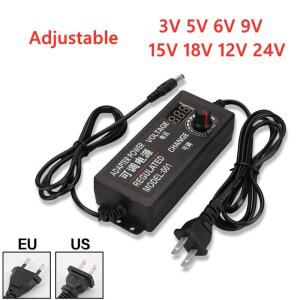 범용 AC DC 조절식 전원 어댑터 공급 장치 디스플레이 화면 전압 조절 220V-3V 5V 6V 9V 12V 18V 24V 1A 2A