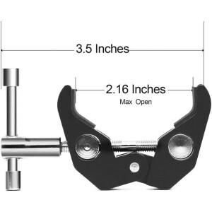 ERIKOLE 메탈 슈퍼 클램프 360 ° DSLR 카메라 모니터용 1/4인치 구멍이 있는 더블 볼 헤드 매직 암 LED