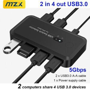 MZX USB 3.0 스위치 KVM 스위처 셀렉터 허브 도킹 스테이션 2대의 노트북 PC용 키보드 마우스 장치 프린터