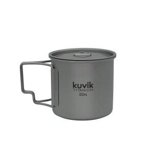 뚜껑이 있는 쿠빅 티타늄 컵 350ml (11.8온스) - 배낭여행, 캠핑, 생존을 위한 초경량 및 컴팩트 냄비