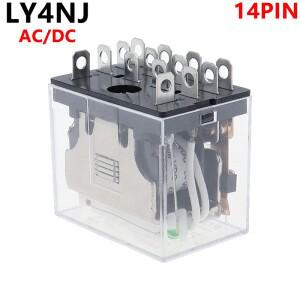 LY4NJ 일반 전자기 중간 릴레이 HH64P 미니 14 핀 AC10A 250V LED DC12 24V AC220V 실버 접점 1 개