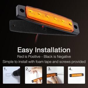 10pcs 자동차 외부 회전 신호 LED 조명 24V 12V 버스 트럭 UTE 트레일러 테일 경고 램프 브레이크 표시 등