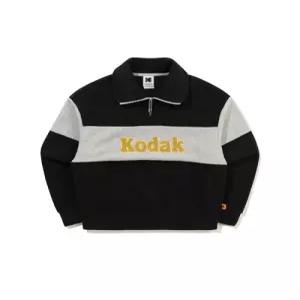 코닥 컬러블럭 마이크로플리스 반집업 맨투맨 우먼 BLACK 반팔 K5422EFSR1BLK 563