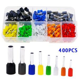 400pcs 8 크기 색 와이어 구리 압착 커넥터 절연 코드 끝 터미널 키트 세트