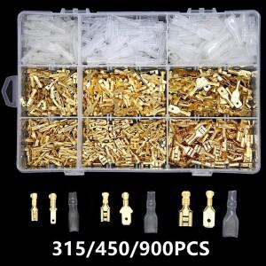 150-900PCS 절연 남성 여성 와이어 커넥터 전기 압착 단자 스페이드 슬리브 모듬 키트 2.84.86.3mm