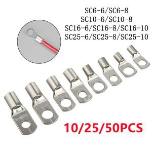 502510PCS SC 베어 구리 터미널 와이어 용접 케이블 매트 카펫 러그 커넥터 냉간 압착 단자 슈트 SC6-6 SC2