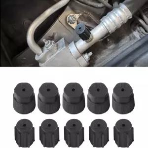 페리안엘 10PCS 에어컨 서비스 AC 시스템 충전 포트 커버 0.51 /13mm 저압 캡 고압 A/C 씰링 키트 대부분의