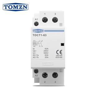TOMZN TOCT1 2P 40A 63A 220V/230V 400V~ 50/60Hz Din 레일 가정용 AC 모듈식 접촉기 2NO 1NO1NC 2NC