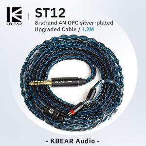 KBEAR ST12 8 코어 HiFi 이어폰 4N OFC 실버 도금 업그레이드 케이블 Lark Rosefinch KS1 용 3.5/4.4mm MMC