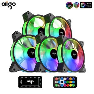 Aigo AR12 120mm pc 게이머 컴퓨터 케이스 팬 RGB 12v 방열판 aura sync 쿨러 argb 자동 컨트롤러 키트 냉