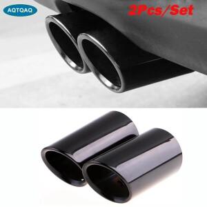AQTQAQ 크롬 도금 스테인레스 스틸 자동차 배기 머플러 팁 파이프 커버 Audi 호환 A1 A3 A4 TT 2009- / VW