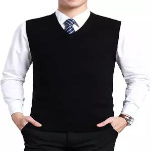 주에비 남성 스웨터 베스트 클래식 브이넥 니트 풀오버 상의 민소매 릴렉스 핏 조끼