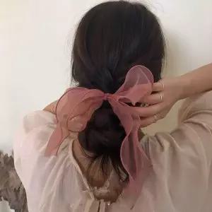 왕 리본 쉬폰 고무줄 머리끈 스카프 쉬폰 곱창 슈슈 시스루 밴드