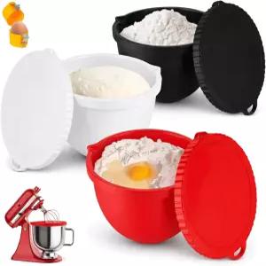 5Qt 틸트 헤드 스탠드 믹서용 3PCS 실리콘 믹싱 볼 라이너 뚜껑이 있는 재사용 가능한 오프너가 인서트