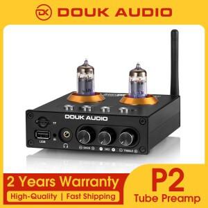 Douk Audi 호환o 미니 블루투스 5.0 진공관 프리앰프 HiFi 스테레오 오디오 리시버 USB 음악 플레이어 헤드