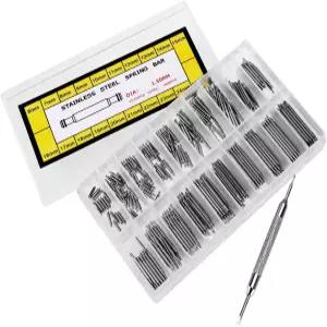 NICERIO 400pcs 프로페셔널 시계 밴드 스테인리스 스틸 스프링 바 링크 핀 리무버 수리 도구 6mm-25mm