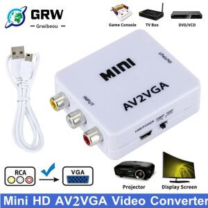 GRWIBEOU 1080P 미니 비디오 컨버터 RCA AV to VGA 3.5mm 오디오 AV2VGA CVBS HDTV PC