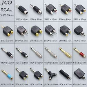 2PCS 3.5mm 오디오 스테레오 RCA 암 잭 6.35mm 모노 수 커넥터 어댑터 변환기 스피커