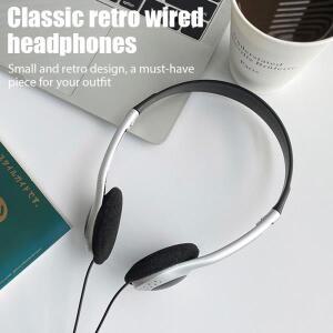 스타일리시한 레트로 휴대용 유선 헤드폰 3.5mm 오버이어 스포츠 컴퓨터, 휴대폰, MP3 등과 호환 가능