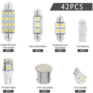 42개 LED 자동차 실내등 T10 6000K SMD 교체용 번호판/독서등 전구 크세논 화이트