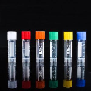 실리콘 가스켓이 있는 냉동 튜브, 플라스틱  사용, 10 개, 1.8ml, 5ml, 10ml